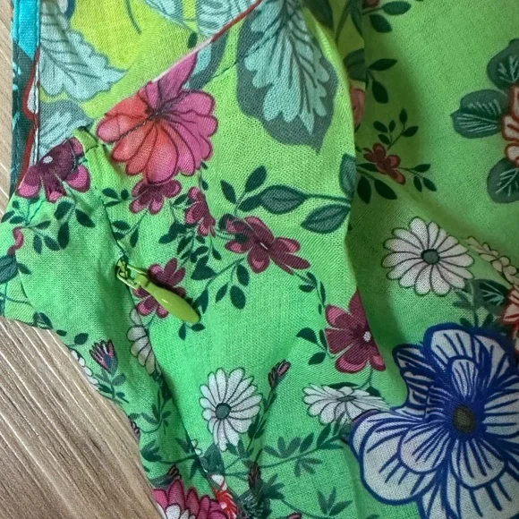 Johnny Was Green and Blue Floral Midi Dress - Picture 3 of 14